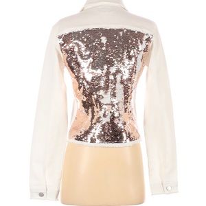 White cut off sequin Jean jacket